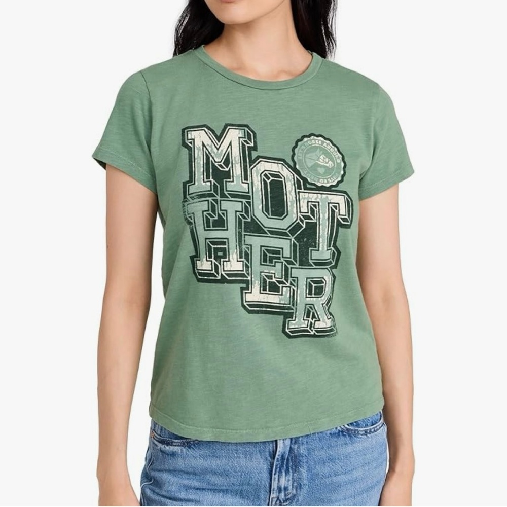 MOTHER Green Graphic Short Sleeve Tee